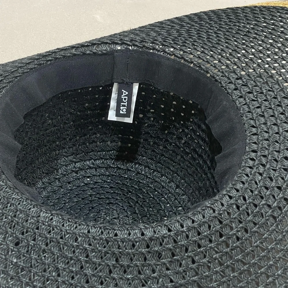 Apt 9 Floppy Straw Beach Sun Hat With Flower Vacation Summer Gold Black One Size - Picture 8 of 8